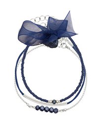 Juego de pulseras 'Azul marino y plata'