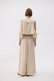 IKIKIZ blouse met ruches van natuurlijk katoen en linnen