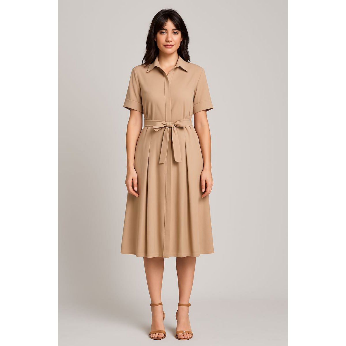 Beige Qizzy-Kleid mittelgroß