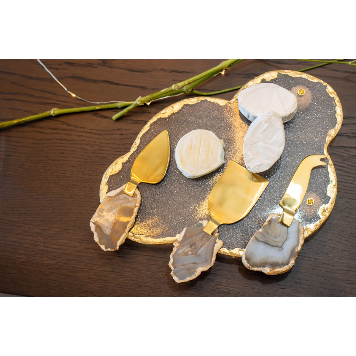 Service à fromage pierre agate beige - lot de 3