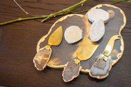 Stone Agate Beige Cheese Service - Meget af 3