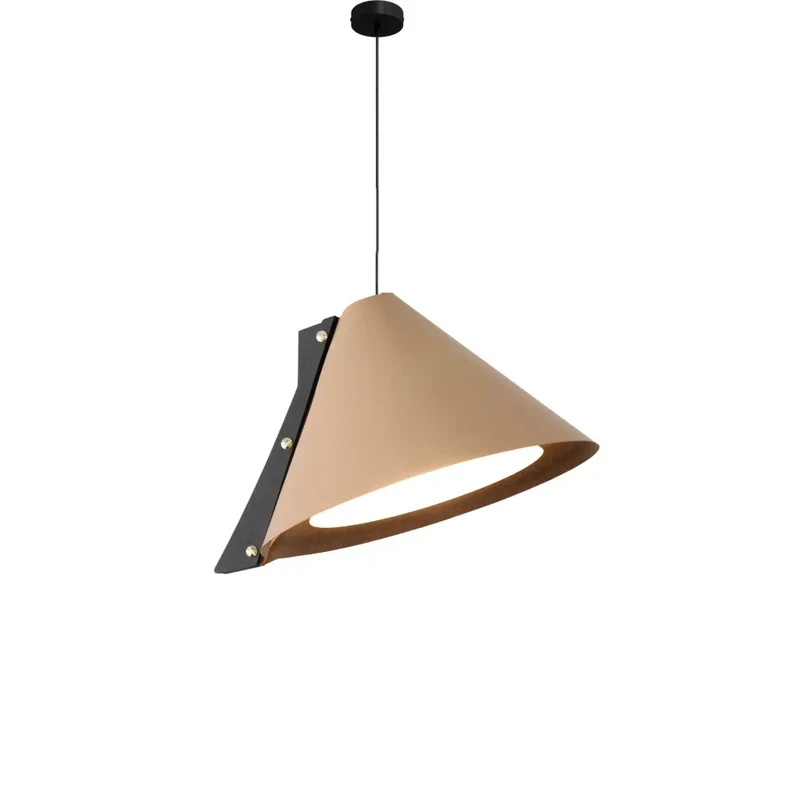 Lampada a sospensione Silence S D28 cm in pelle riciclata