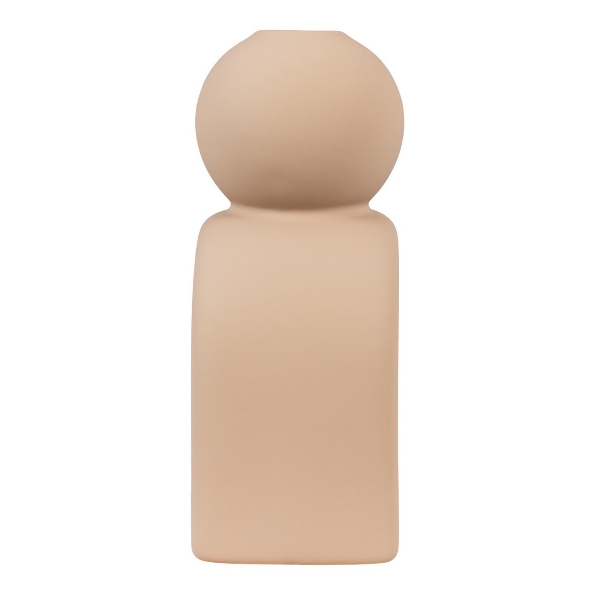 Candle Holder - Stoneware, Brown - 10.5x6.5x17 cm