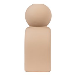 Candle Holder - Stoneware, Brown - 10.5x6.5x17 cm