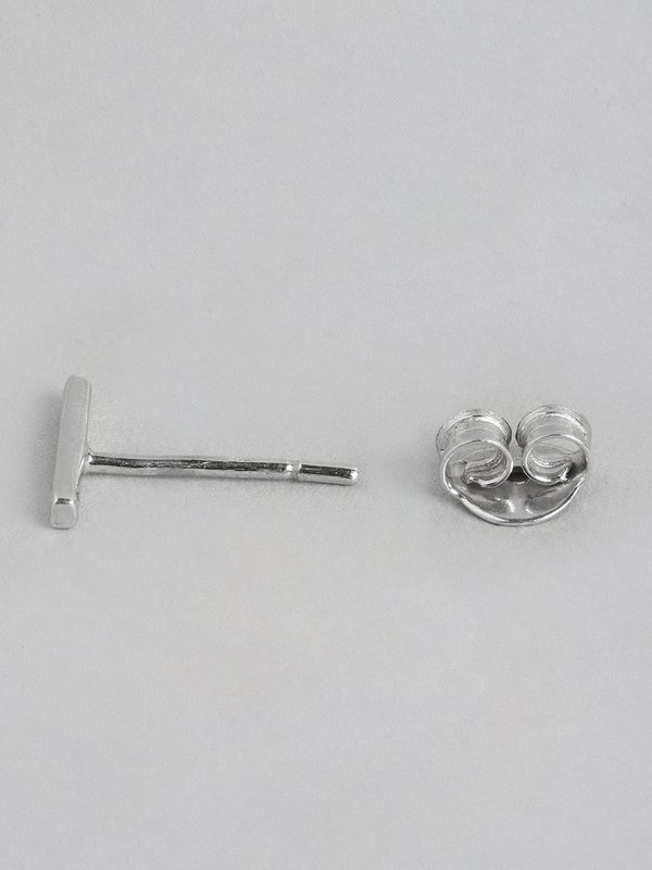 Orecchini a bottone | Accento CZ sterling placcato in rodio | Argento