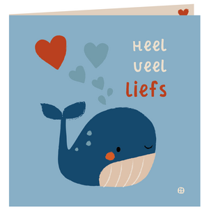 Gevouwen kaart - Veel liefs Walvis