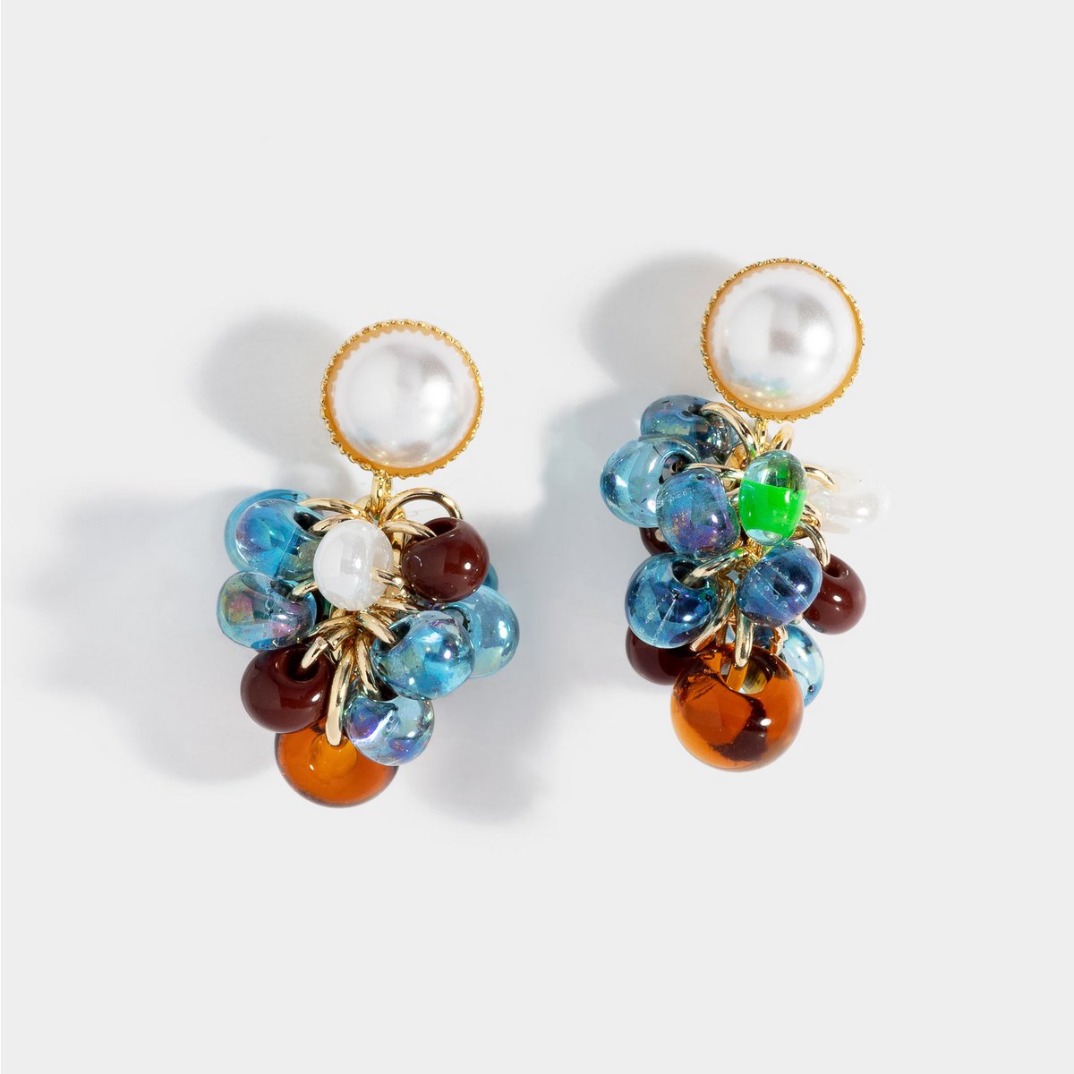 Colorful crystals earrings studs pearl, cute earrings pendant