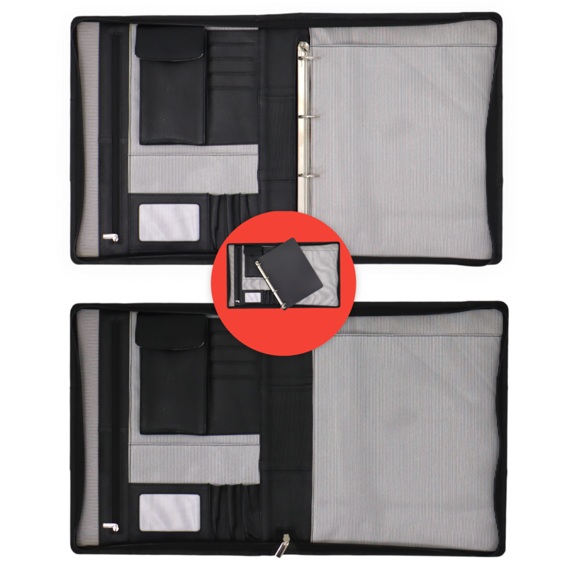 Estuche de cuero para escritura A4 - Carpeta para conferencias - Carpeta para documentos A4 - Funda para tableta y portátil - Carpeta de anillas extraíble