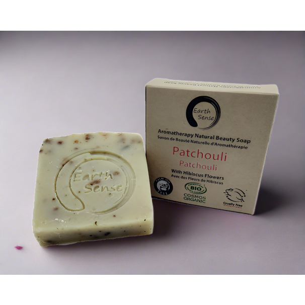 Organic Certified Solid Soap - Patchouli with Hibiscus Flowers 90g