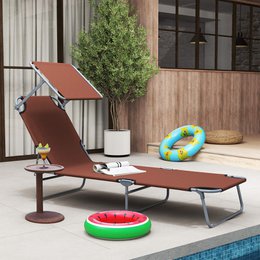  Sonnenliege klappbar Gartenliege mit Dach, Liegestuhl mit 4-Fach verstellbare Rückenlehne, wetterfeste Campingliege bis 120 kg belastbar, für Garten Strand Pool, Rot