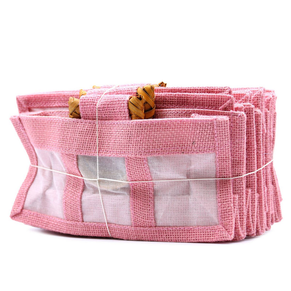 Pure Jute and Cotton Window Gift Bag  - Three Windows Rose
