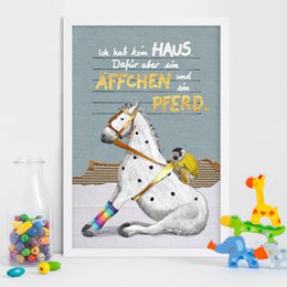 Kinderposter aap en paard - zo zien beste vrienden eruit