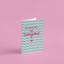 A colorful, patterned thank you card with the text "Thank you so much" in a cursive font.