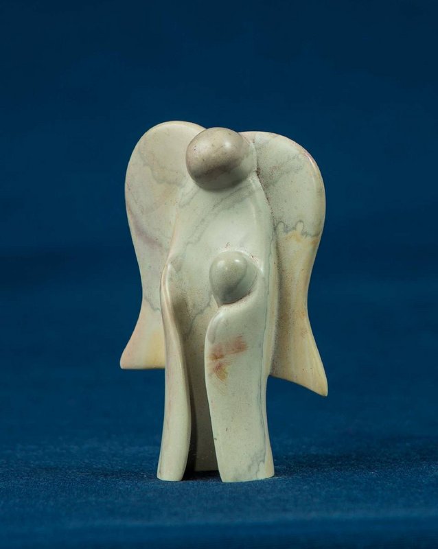 145 angel with baby med. - Soapstone