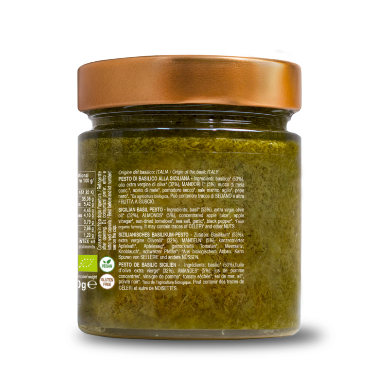 Organiczne pesto z sycylijskiej bazylii 190g