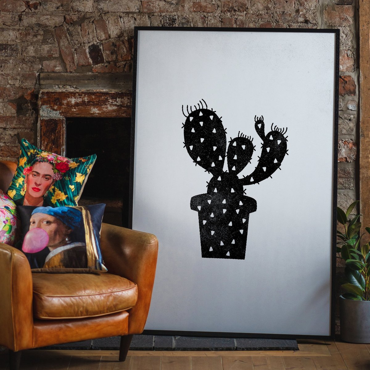 Cactus Silhouette Triangle Print