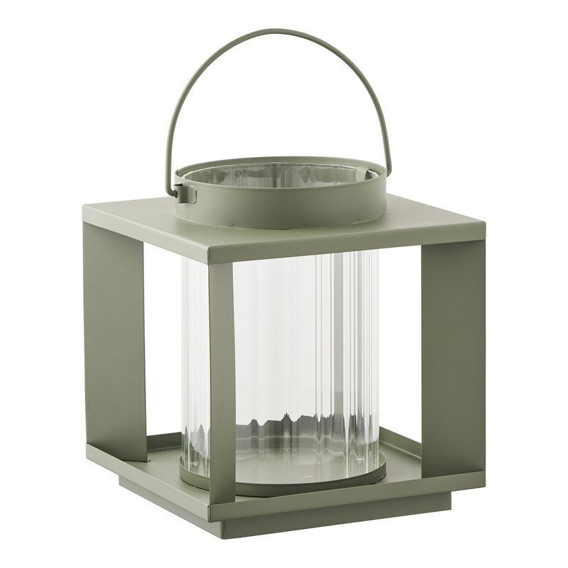 Lohals Lantern, glass/metal, green, 18x18x20,5 cm