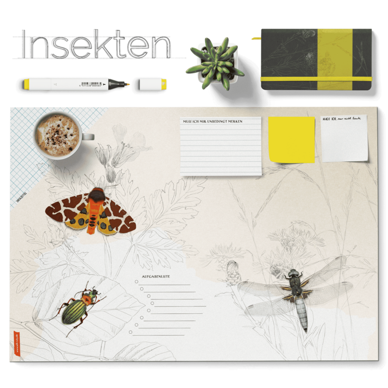 Schreibtischunterlage Insekten – Nachtfalter, Käfer & Libelle