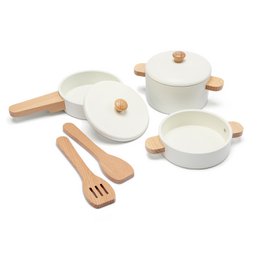 Holzkochgeschirr-Set Weiß - 7-teilig