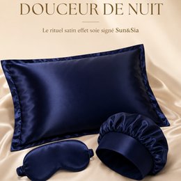 Pair of Midnight Blue Silk Effect Satin Pillowcases