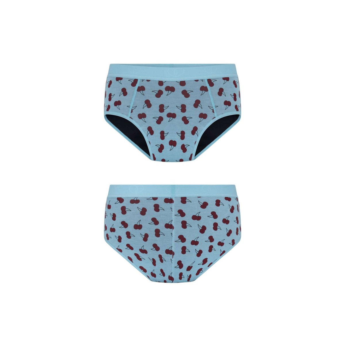 Pantalón menstrual hipster niña – absorción media (estampado cerezas)