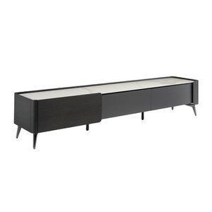 Wenge wood and porcelain marble TV cabinet