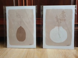 Póster Scandi Grasses "Grasses Brown Vase" A4 - Impresiones artísticas sostenibles sobre papel reciclado en celofán