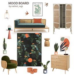 Tapis design oiseaux udendørs blomster s