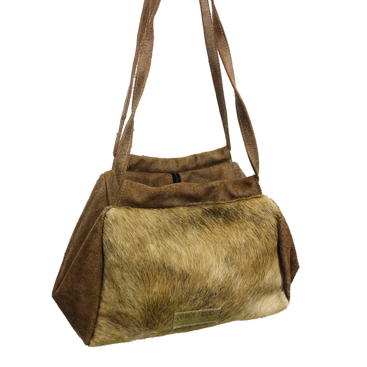 shoulder bag MICHA - walnut brown + cowhide cognac