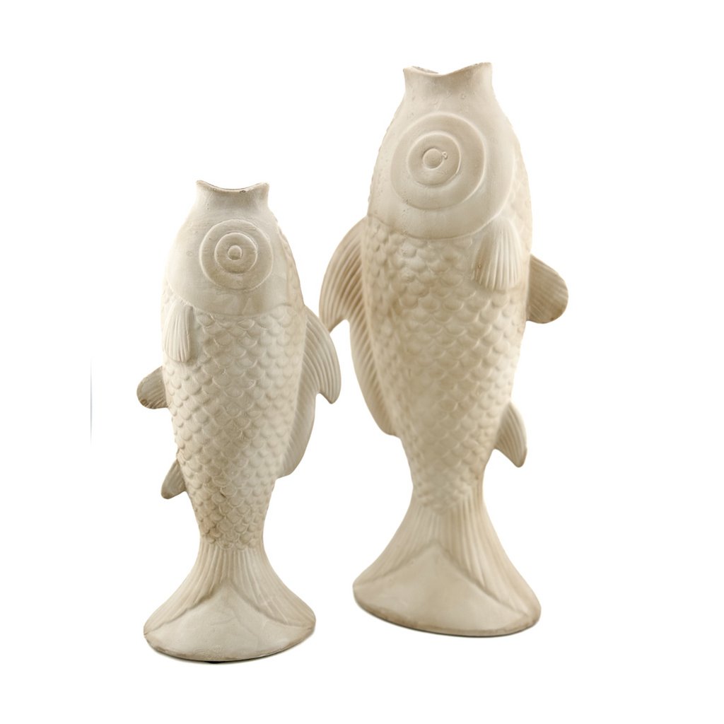 Ceramic vase fish beige