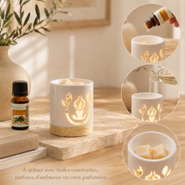 Bruciatore di Profumo Serie Céramy – Yogi – Portacandela in Ceramica Laccata – Diffusione di Cere Profumate, Oli Essenziali – Idea Regalo Decorativa
