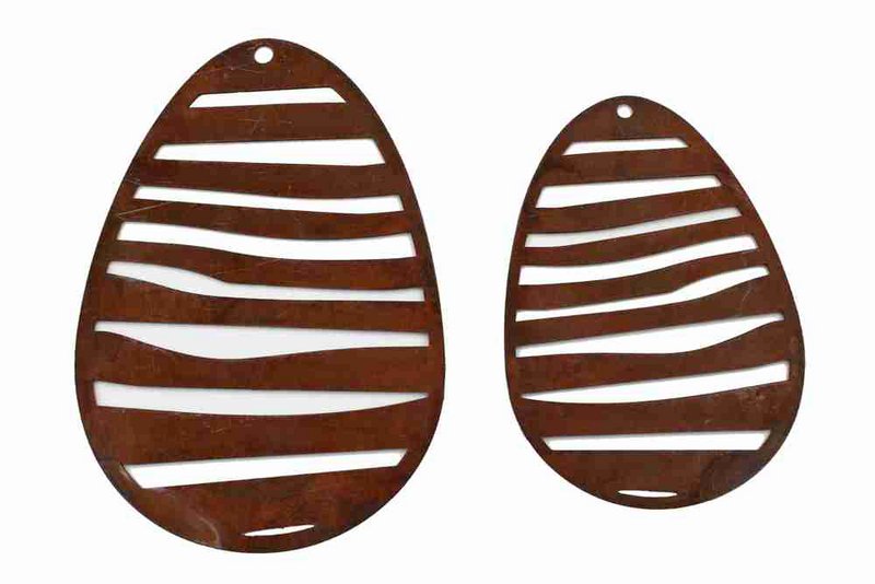 Roest decoratie Paaseieren hangende decoratie | Set van 2 in "gestreepte look" | Patina paaseieren om op te hangen