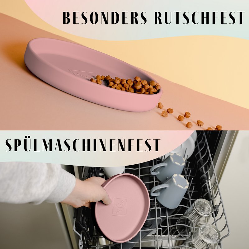 ne&no® Silikon Futterschale - Schnurrhaarfreundlich - extra flach - für Katzen