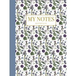 Notitieboekje - Blauw bloemmotief