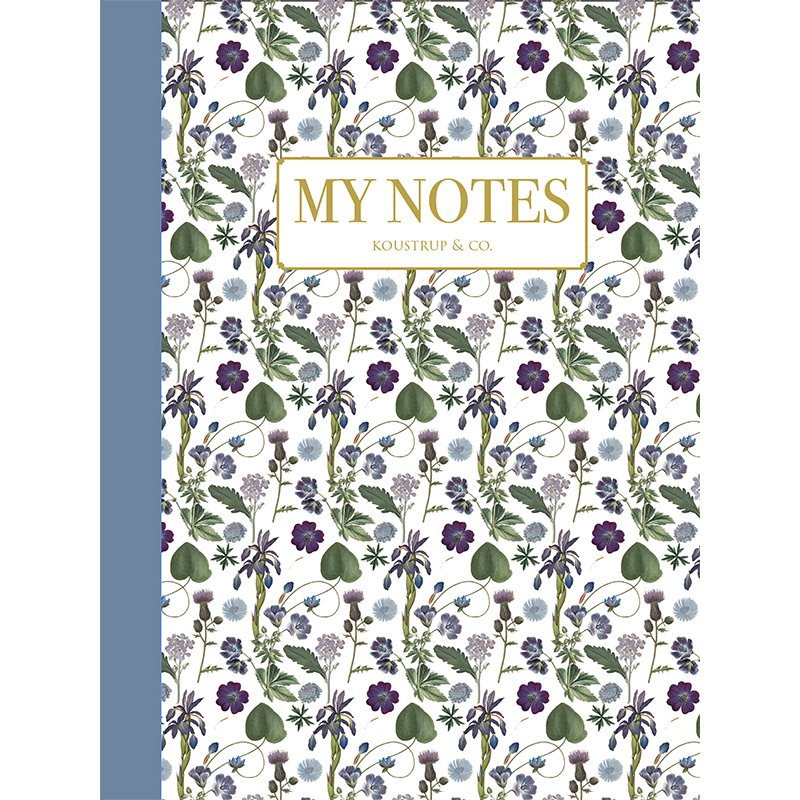 Notitieboekje - Blauw bloemmotief