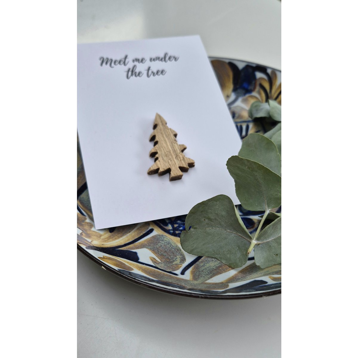 Kerstkaart wooden tree