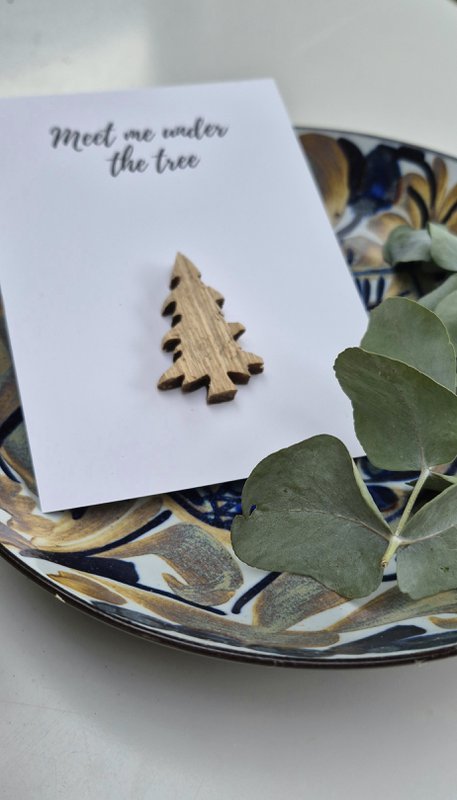 Kerstkaart wooden tree