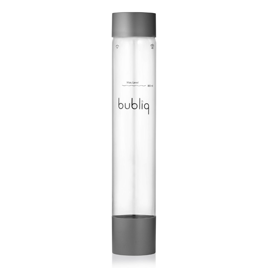 Matte grey bottle for bubliq drink carbonator