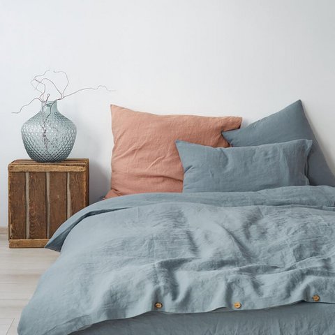 Blue Fog Linen Duvet Cover Set
