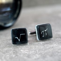 Science Cuff Links med matematiksymboler PI og Square Root, Black Color, Wedding Accessories til mænd