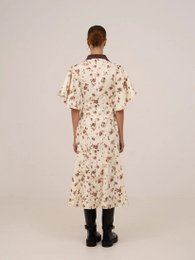 Abito longuette con stampa floreale marrone fiorisce