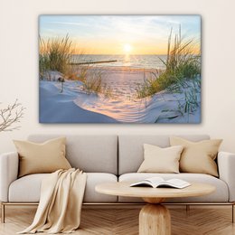 Canvas Maleri - Wall Decoration - Beach - Sun - Dune - Grass - Sand - Horizon