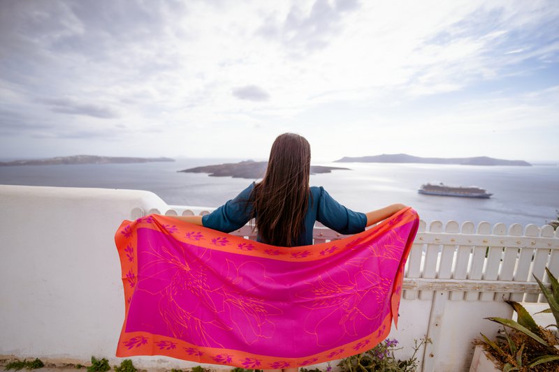 Le Magnifique foulard Alstroemeria 100% soie 180*75cm