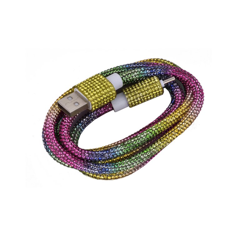 Câble USB à Type-C 1M en Strass Arc-en-Ciel - 10W