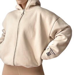 Hoodie mit Reißverschluss "GGBH" - Beige