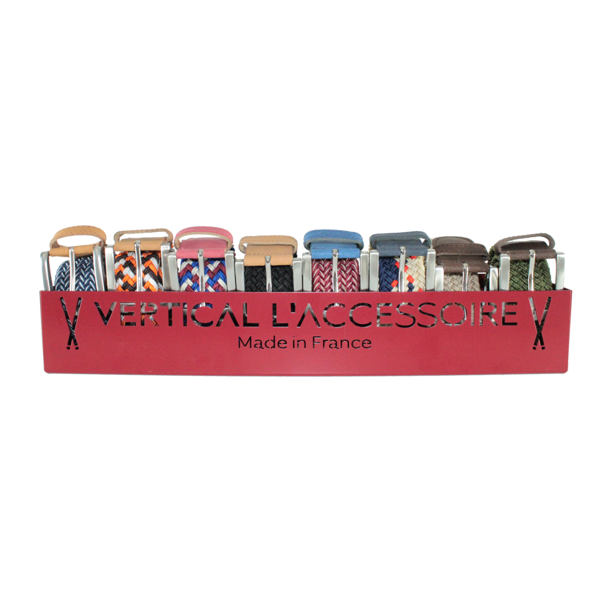 Ceinture tressée élastique Bleu beige rouge