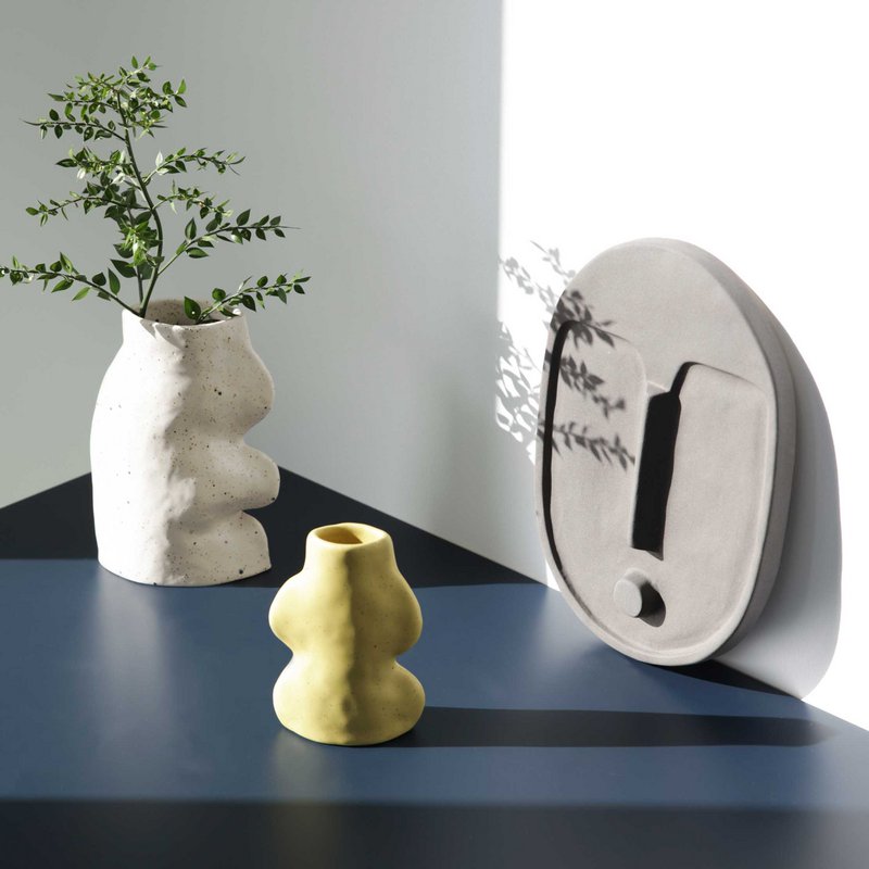 Abstract Ceramic Wall Decoration Mask - Anthracite Grey
