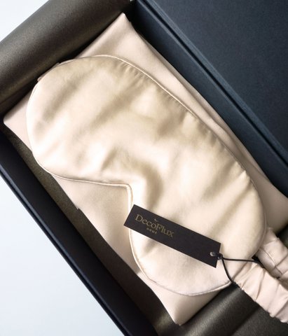 Set (zijden masker + zijden kussensloop) Effen beige