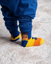 koaa – Souris & Éléphant « Color Block » – Chaussettes bleu/jaune/orange