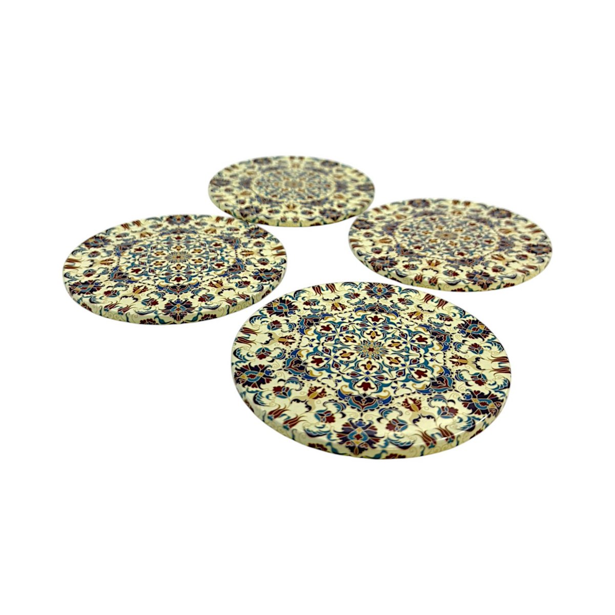 Untersetzter aus Metall - 4er Set - Mandala - Beige - 9cm